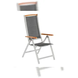 Merxx Siena Klappsessel, Aluminium/Textil/Akazie, Silber/Schwarz