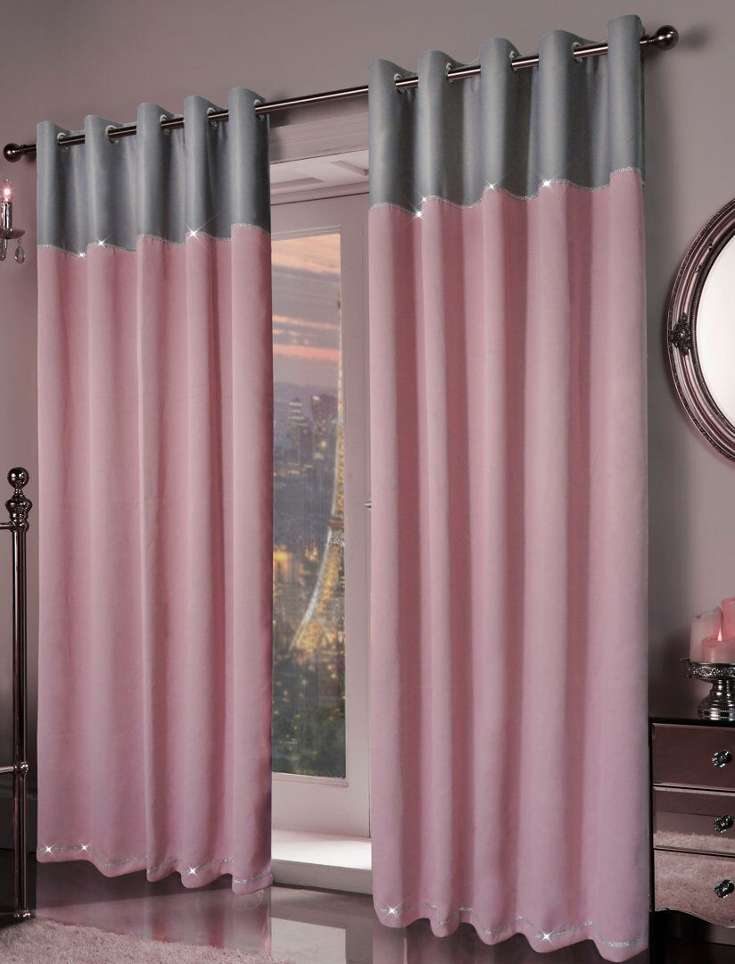 17 Stories Ladejah Room Darkening Curtain Blushing Pink Silver 167 W x 228 D cm
