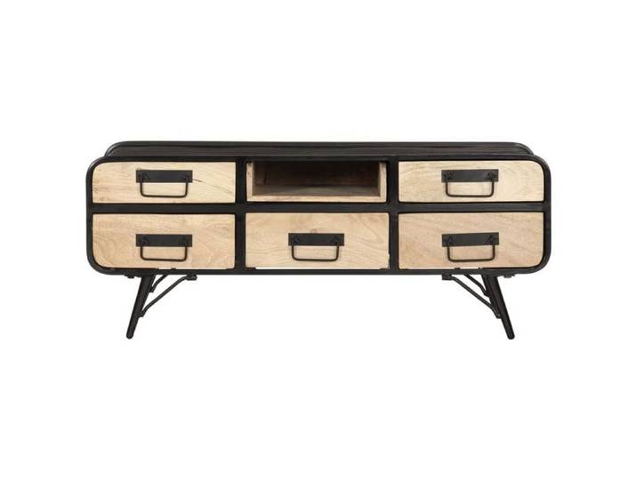 {Noir}Table moderne - Table basse salon - 100x50x40 cm Bois de manguier massif - Cadre robuste_7515