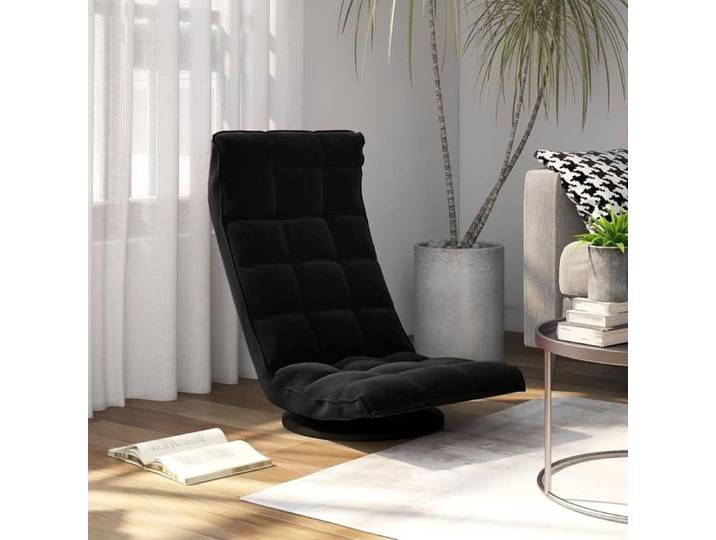 Bonne qualité - Chaise de sol pivotante Noir Velours 60x54x34 cm DECO M7465315