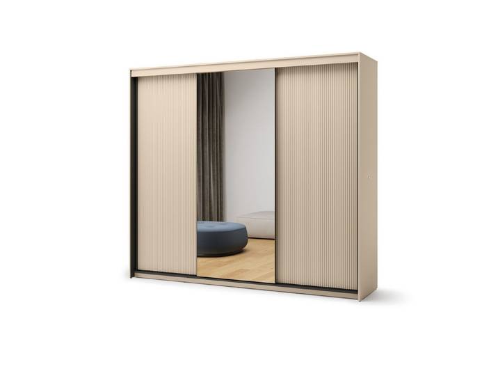 yourhouse24 Kleiderschrank TREND TS-02 Schiebeschrank 3d mit Beleuchtung - sandbeige