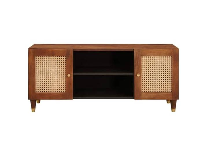 KTHLBRH TV-Möbel Braun 105 x 33,5 x 46 cm Mango Massivholz Bohemien-Design, 2 Regale, 2 Türen, Montage erforderlich, für modernes Wohnzimmer