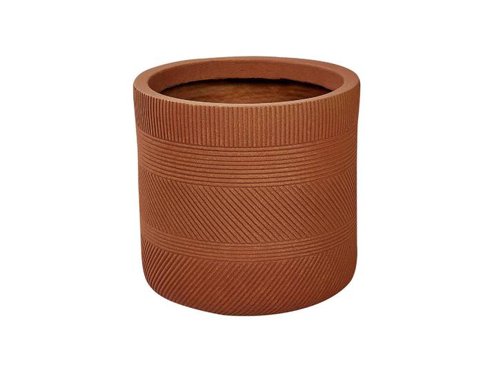 Beliani Blumentopf goldbraun rund 31/31/31 cm Voula, Braun, Naturmaterialen, 31 cm, Dekoration, Blumen & Blumentöpfe, Übertöpfe