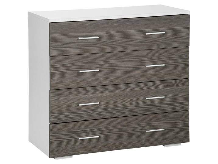 ComfortXL Komoode De-12852 4 Schubladen, zeitgenössisch Weiß/Grau, 76x72x35 cm, Kleinmöbel, Kommoden, Kommoden