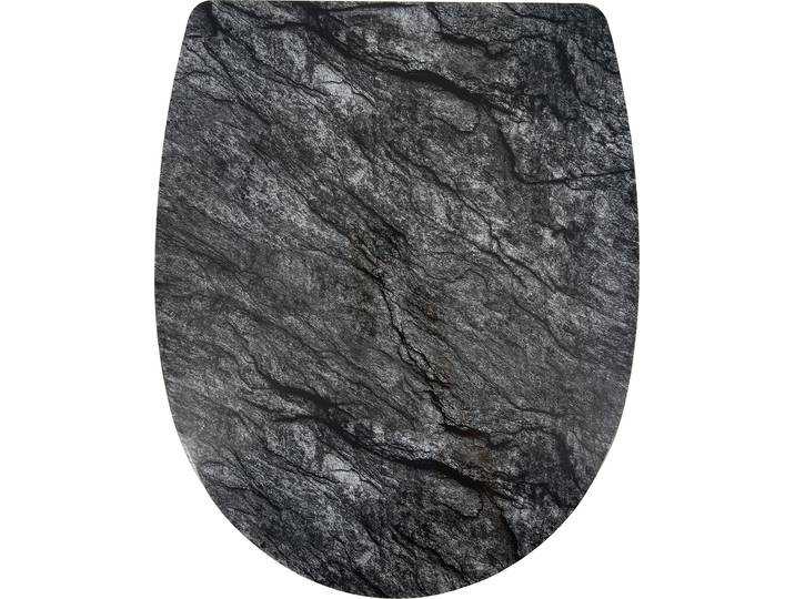 WC-Sitz ADOB Schiefer , grau (schiefer, weiß), B:36cm L:45,5cm, Thermoplast, WC-Sitze, WC-Sitz, mit Absenkautomatik, zur Reinigung abnehmbar