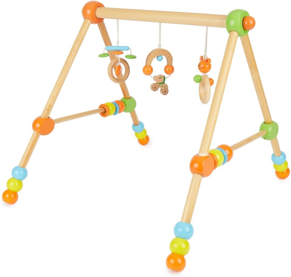 Bieco Portique d éveil en bois réglable avec animaux Multicolore 54x55x64cm