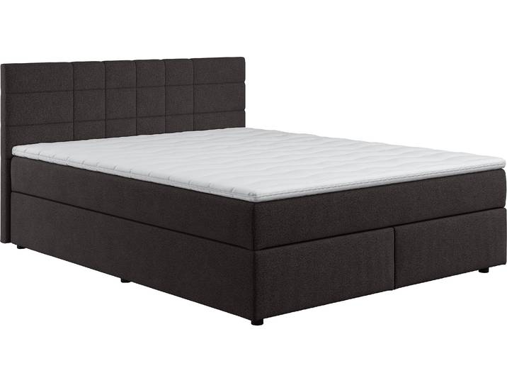 Boxbett, 100% Polyester, Schwarz, 146×206 cm, Gepolstertes Kopfteil, Cotta Nala