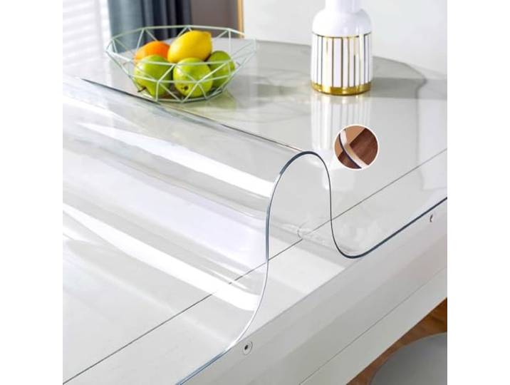 Eiauiuo Transparente PVC-Tischfolie Wasserdichte Tischschutzfolie Transparent, Kratzfest, Hitzeschützend, Ölbeständig Und Leicht Abwischbar Für Esstische(Transparent 3mm,100*140cm)