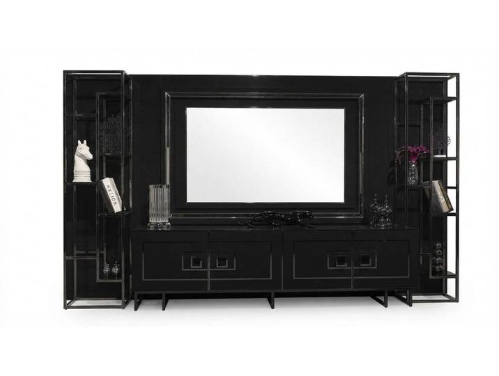 Xlmoebel Wohnwand Moderne Wohnwand aus Holz und Glas mit elegantem Design, (1-St., Wohnwand), Hergestellt in Europa