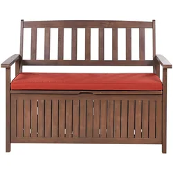 GARTENBANK Akazienholz dunkelbraun mit Stauraum Auflage terracotta 120 Sovana