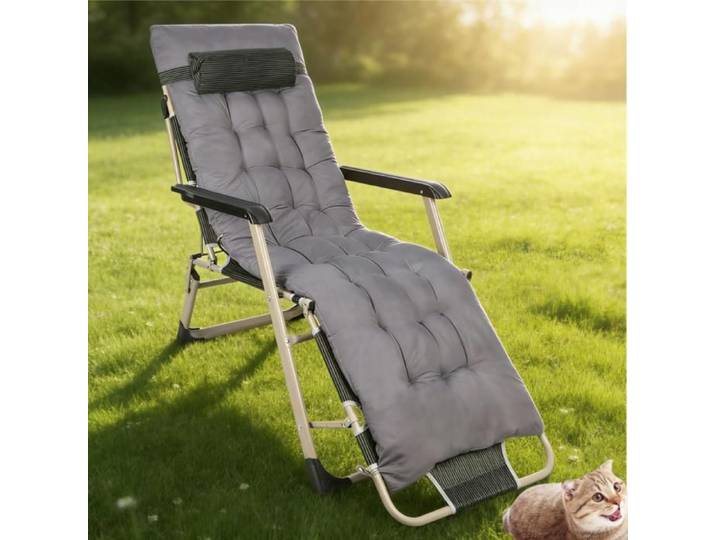 Chaise longue bain de soleil-MENGDA-Avec coussin transat jardin exterieur-Pliable-178×66×30cm