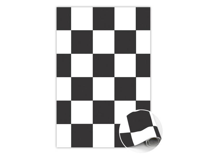 Tulup Vinyl Teppich 150x225 cm Schachbrettmuster, Schwarz, Weiß, Kunststoff, Rechteckig, 150x225 cm, Teppiche und Böden, Teppiche, Outdoorteppiche