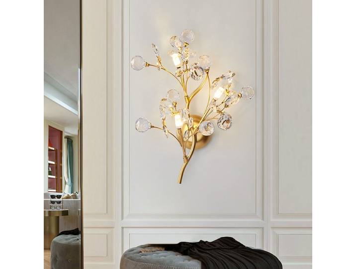 Art fond appliques entrée salle à manger chambre chevet lampe en cristal créatif branche française applique murale