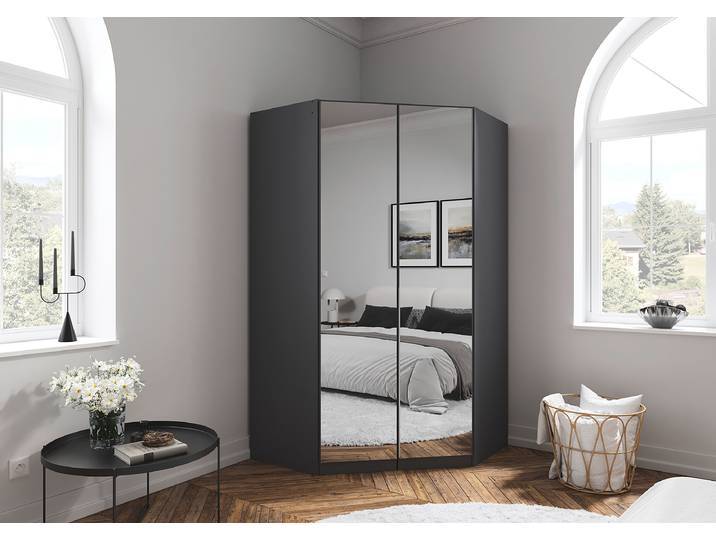 Eckschrank Alabama - Grauspiegel 117cm Grau/Graumetallic Aluminium
