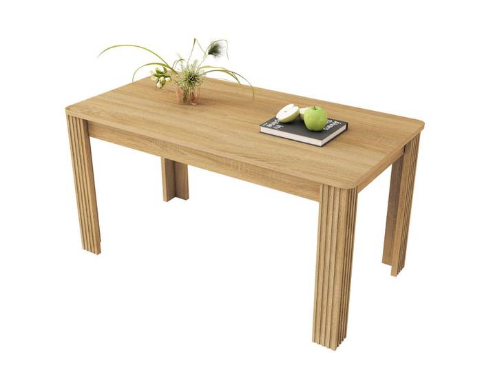 Modfu Esstisch 75x65x116 cm in Eichefarben aus Spanplatte mit stabiler 4-Bein-Konstruktion, 116x75x65 cm, Esszimmer, Esstische