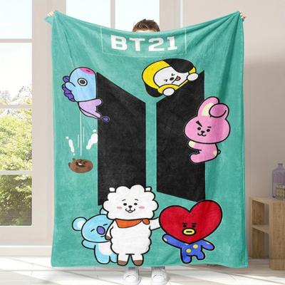 Shop Station BTS Cozy Flannel Throw Blanket Soft BTS Blanket For Sofa, Bed & K Pop Fans 60x50in b