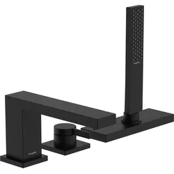 hansgrohe Tecturis E Einhebel-Wannenrandmischer, 3-Loch, Ausladung 206mm, inklusive Zubehör und sBox, 2 Verbraucher, 73443670, Farbe: Mattschwarz