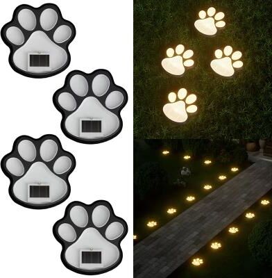 Inspired Finds Solar Paw Print LED Garden Lights Waterproof Outdoor Pathway Lawn Decor warm Light