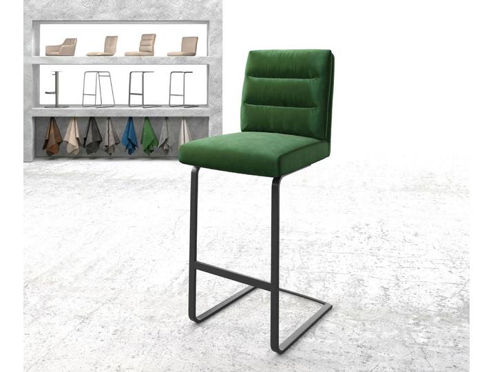 Chaise de bar Pela Flex velours vert chaise cantilever métal plat