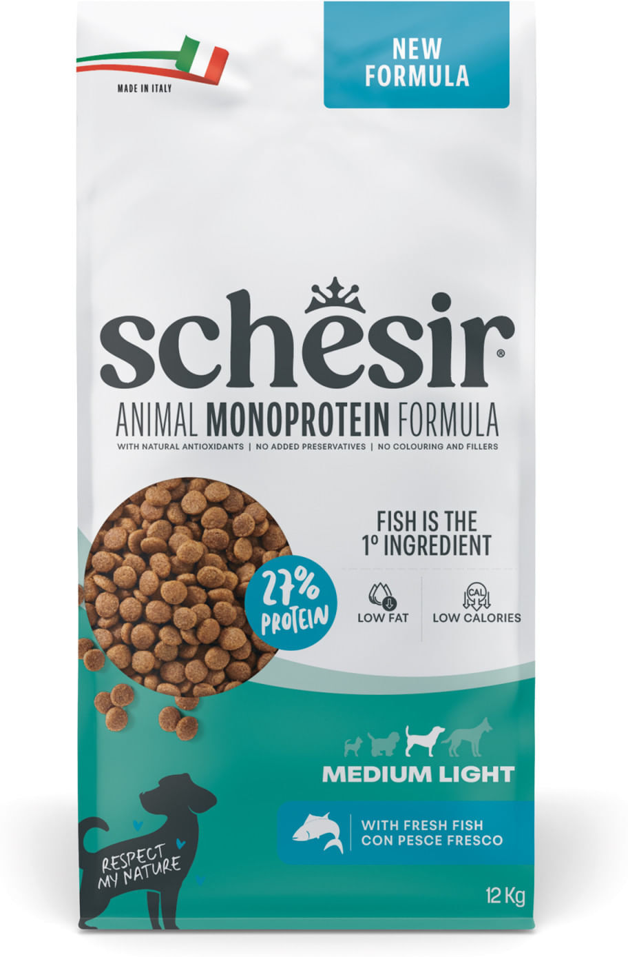 Schesir Crocchette Light per Cani Taglia Media al Pesce 12KG