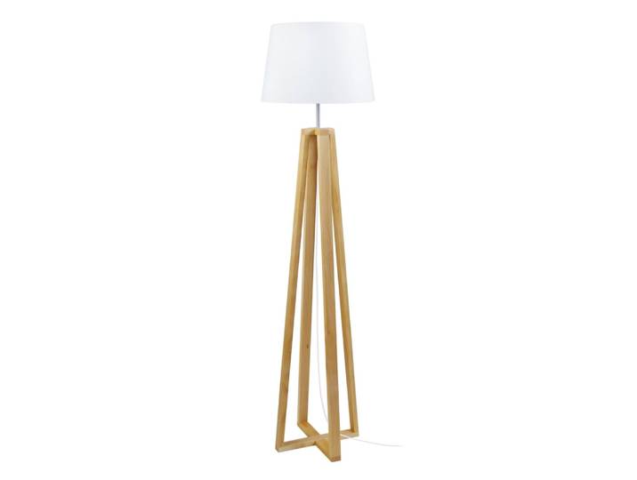 Lampadaire bois abat-jour tissu naturel