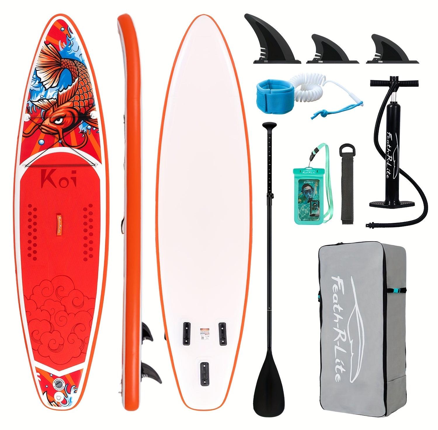 Stand-Up-Paddling-Brett - SUP-Brett - Stand-Up-Paddle - Supplank - Wassersportbrett - Variante: Karpfen, der über klare Wellen springt