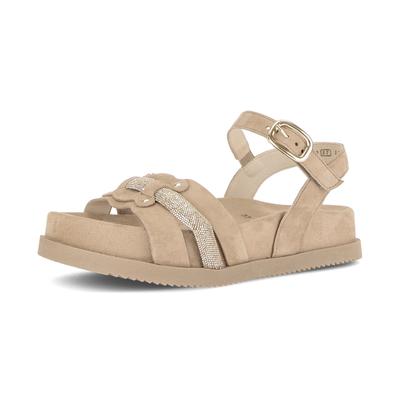 Sandalette GABOR, Damen, Gr. 41, beige, Veloursleder, Glitzerstreifen, Schuhe Sandalette, Riemchensandale, Sommerschuh mit glänzendem Schmuckriegel