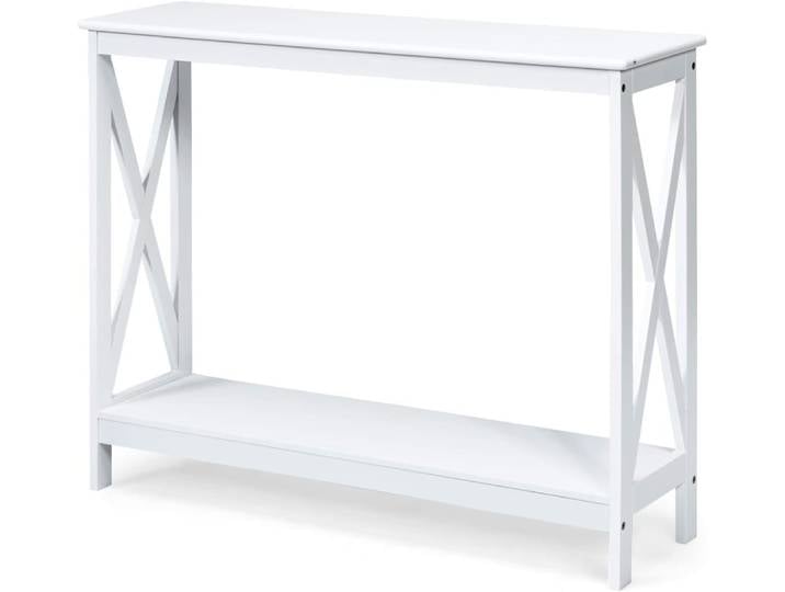 Table console blanche à 2 niveaux 100X30X80Ccm