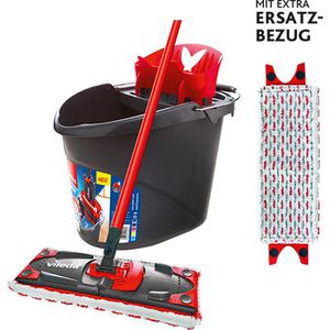 Vileda Bodenwischer UltraMax 2in1, 157155, Flachwischer 35cm, 2 Wischbezüge, Eimer & Presse