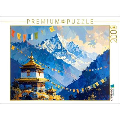 CALVENDO Puzzle Himalaya und Buddhismus - Tibetische Gebetsfahnen | 2000 Teile Lege-Größe 90x67cm Foto-Puzzle für glückliche Stunden