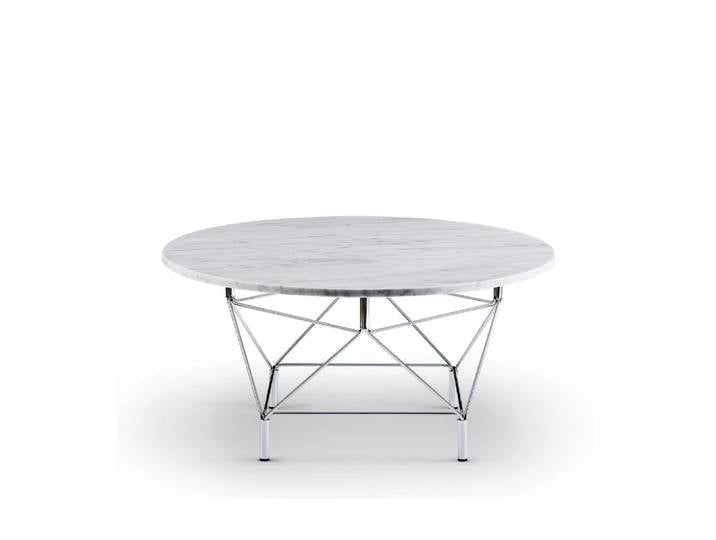Eilersen Spider Beistelltisch Marmor weiß, Ø90 cm, verchromtes Stahlgestell