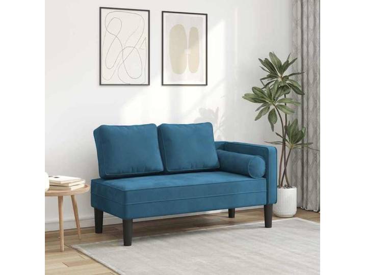 Chaise longue avec coussins bleu velours 4007570