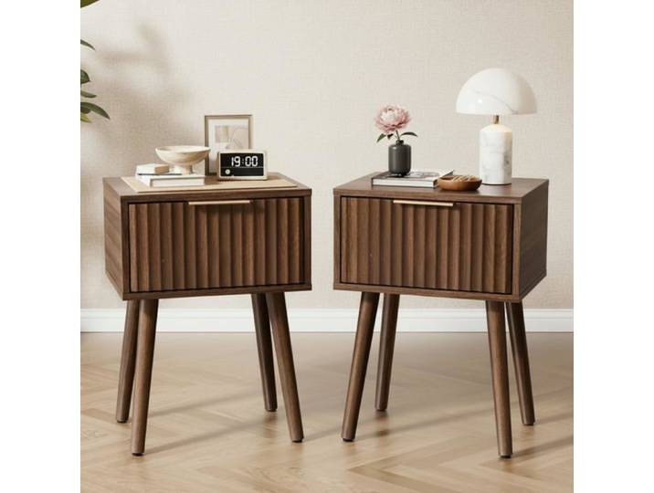 Table de Chevet Lot de 2 avec 1 tiroir Table d'appoint Noyer Noyer 40L 40L CHEVET