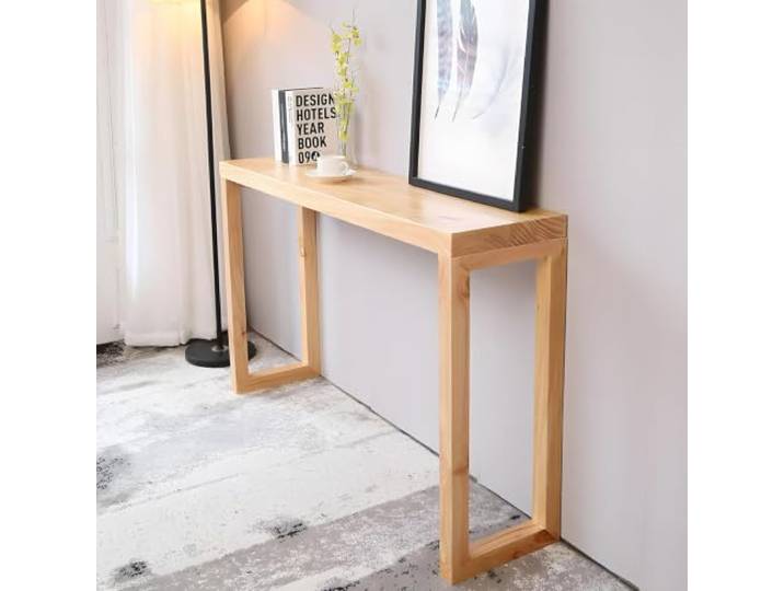 LJWFZBD Massiver Kiefernholz‑Konsolentisch, schmaler Flurtisch für Eingang Massivholz-Struktur, schmales Design, platzsparend, hohe Standfestigkeit, Wohnzimmer(Natural Oak,63.0 (160cm))