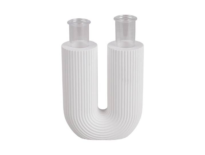 Silikon Giessform U-Form Vase geriffelt, 8,5x3,8x10cm, inkl. 2 Reagenzgläser