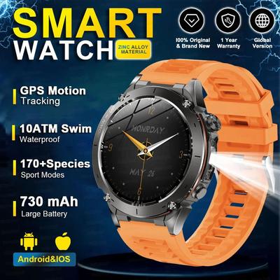 Inspired Living Stratos 4 Pro GPS Smartwatch With AMOLED Display & Outdoor Compass Tracking black orange