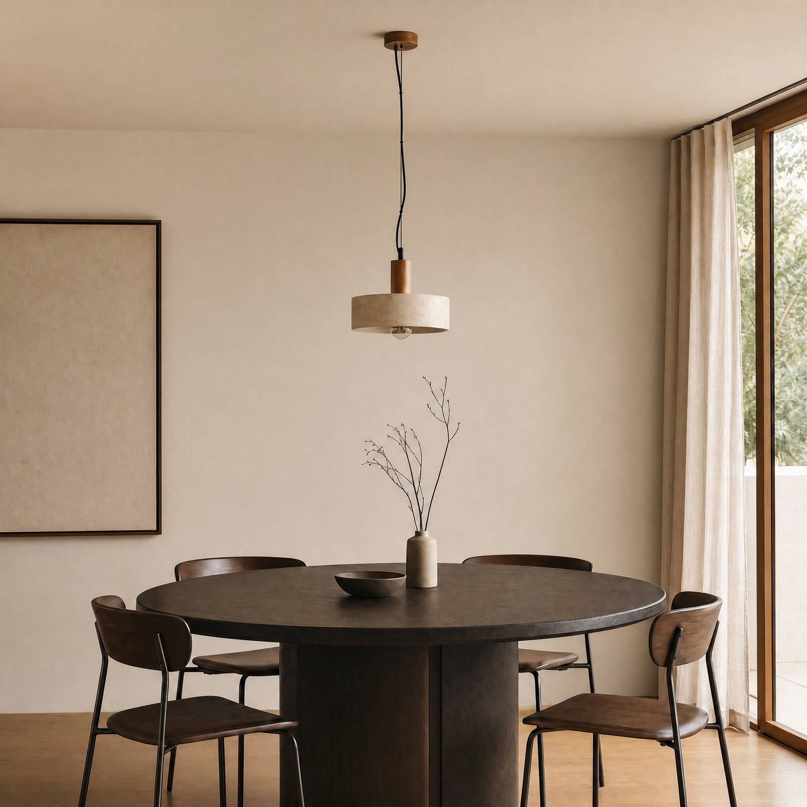 Hängelampe Carlotta Lucande, dimmbar, creme / amber, für Wohn- / Esszimmer, Beton, Modern, Pendelleuchte