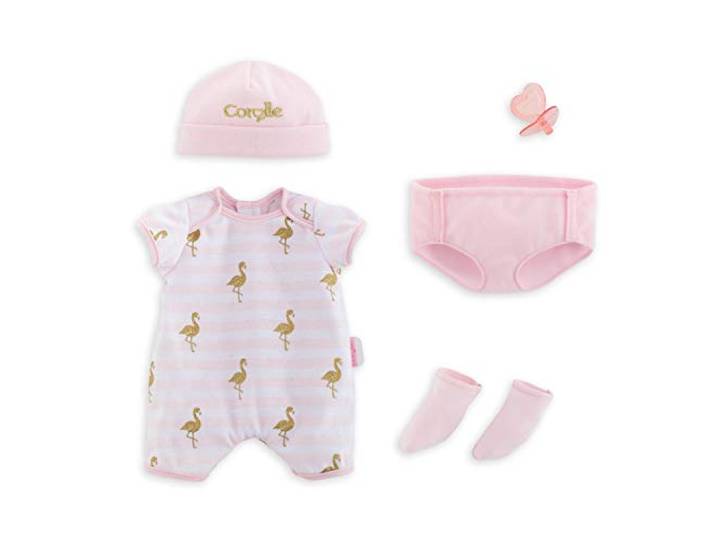 Corolle 9000140550 Mon Grand Poupon Kledingset Baby Poppen, Effen Wit/Weelderige Tuin