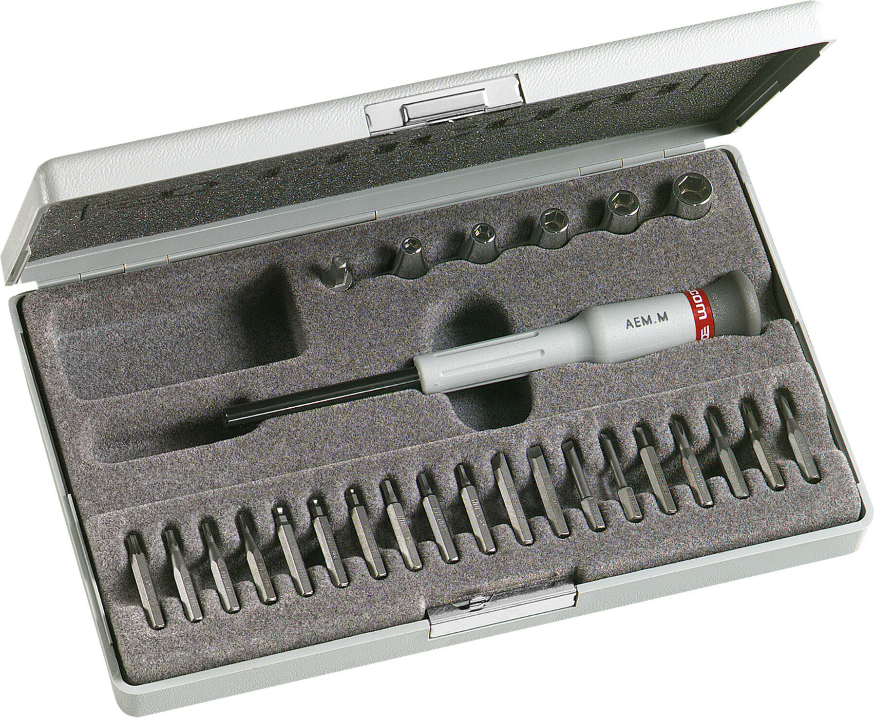 Facom Sortiment MICRO-TECH® - Bits Serie 0, Bithalter, Sechskant-Steckschlüssel 1/4" Kunststoffkasten, 26-tlg. (AEM.J2)