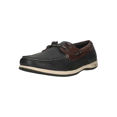 Bootsschuh CLARKS "Orson Sail", Herren, Gr. 42, schwarz (blau), Leder, Schuhe Bootsschuh, mit Aqua DX-Drainagesystem