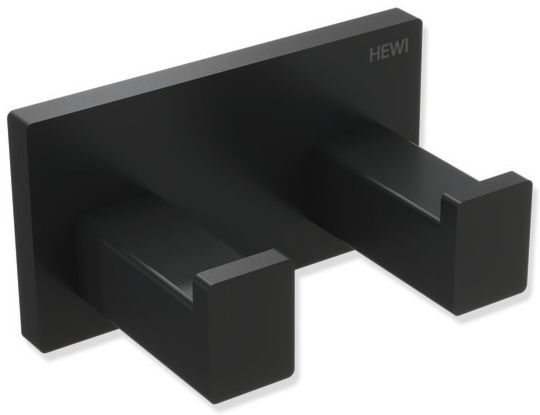 Hewi System 900 Q Doppelhaken 900Q90.00260DC pulverbeschichtet schwarz tiefmatt, aus Edelstahl, 75x40x44mm