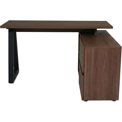 Eckschreibtisch JAHNKE "CLUB", braun (walnuss, walnuss, walnuss), B:140cm H:76cm T:110cm, Tische, Eckschreibtisch, wechselseitig montierbar