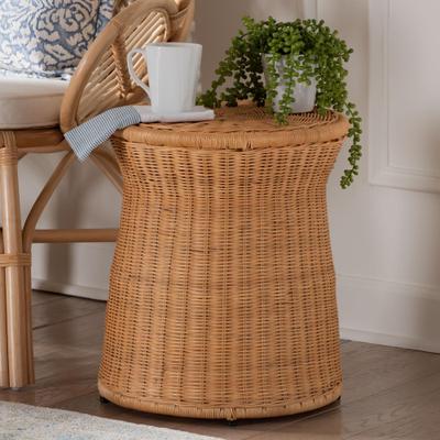 Caroline Round Natural Rattan End Table by Bali & Pari in Light Honey (Size ONE SIZE)