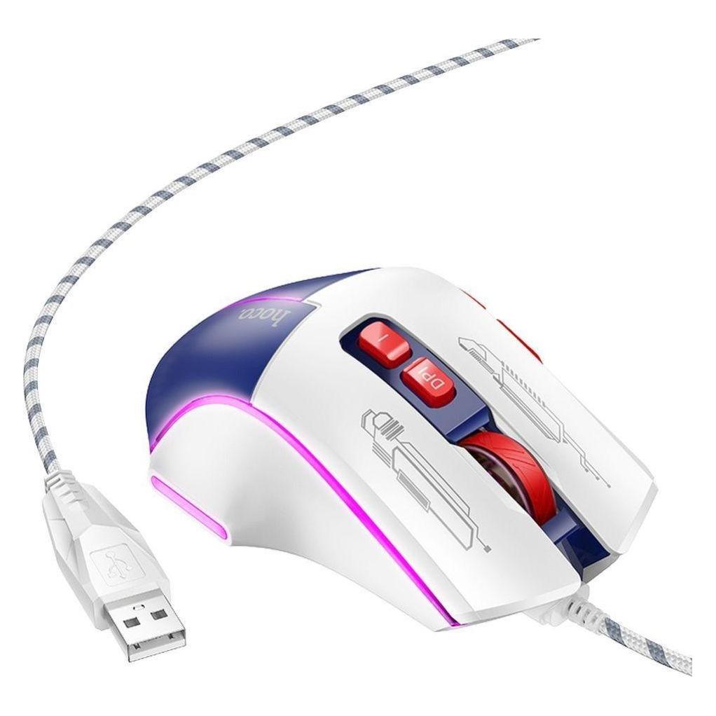 Hoco Headphone with microphone gaming wire USB A computer mouse 3600DPI white blue (Kabelgebunden) (49571921)