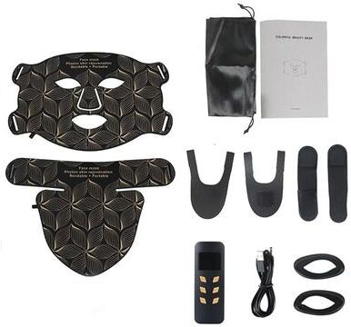 Uplift Treasures Silicone LED Facial Mask With Neck 8 Color Light Therapy brown Set Nobox