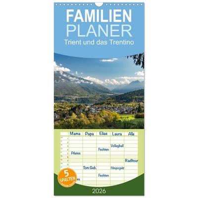 Familienplaner 2026 - Trient und das Trentino mit 5 Spalten (Wandkalender, 21 x 45 cm) CALVENDO