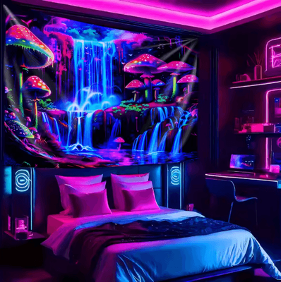 Inspire Picks VIKAMA Psychedelic Forest Waterfall Tapestry Cyberpunk Wall Decor For Gaming & Living Spaces bu 1 90x150cm 36x59inch