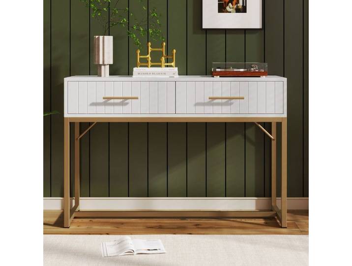 Coiffeuse avec 2 tiroirs 75cm de hauteur chambre Highboard blanc buffet tiroir commode commode blanc-H75 / L100 / P45 cm