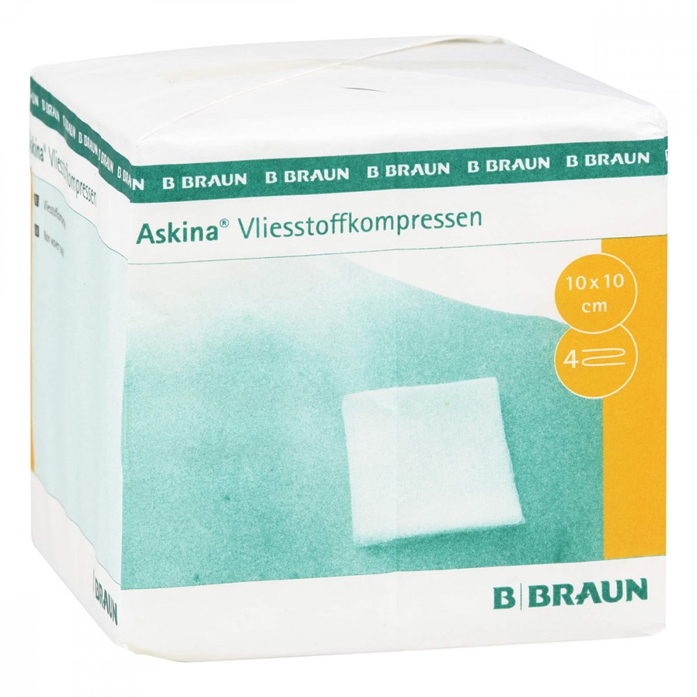 B. Braun Melsungen AG Askina Vliesstoffkompr.10x10 cm unsteril 4fach 10041023
