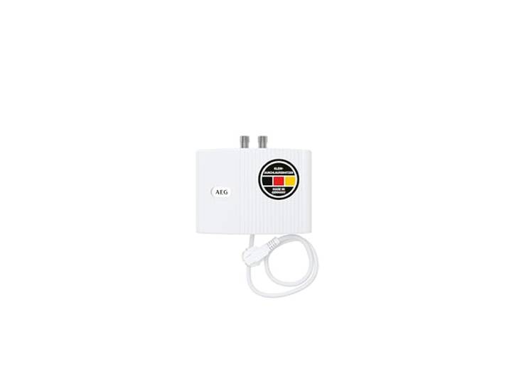 AEG hydraulischer Klein-Durchlauferhitzer MTD 350 fürs Handwaschbecken im Gäste-WC, 3,5 kW, mit Stecker 230V, druckfest + drucklos, Made in Germany, VDE geprüft